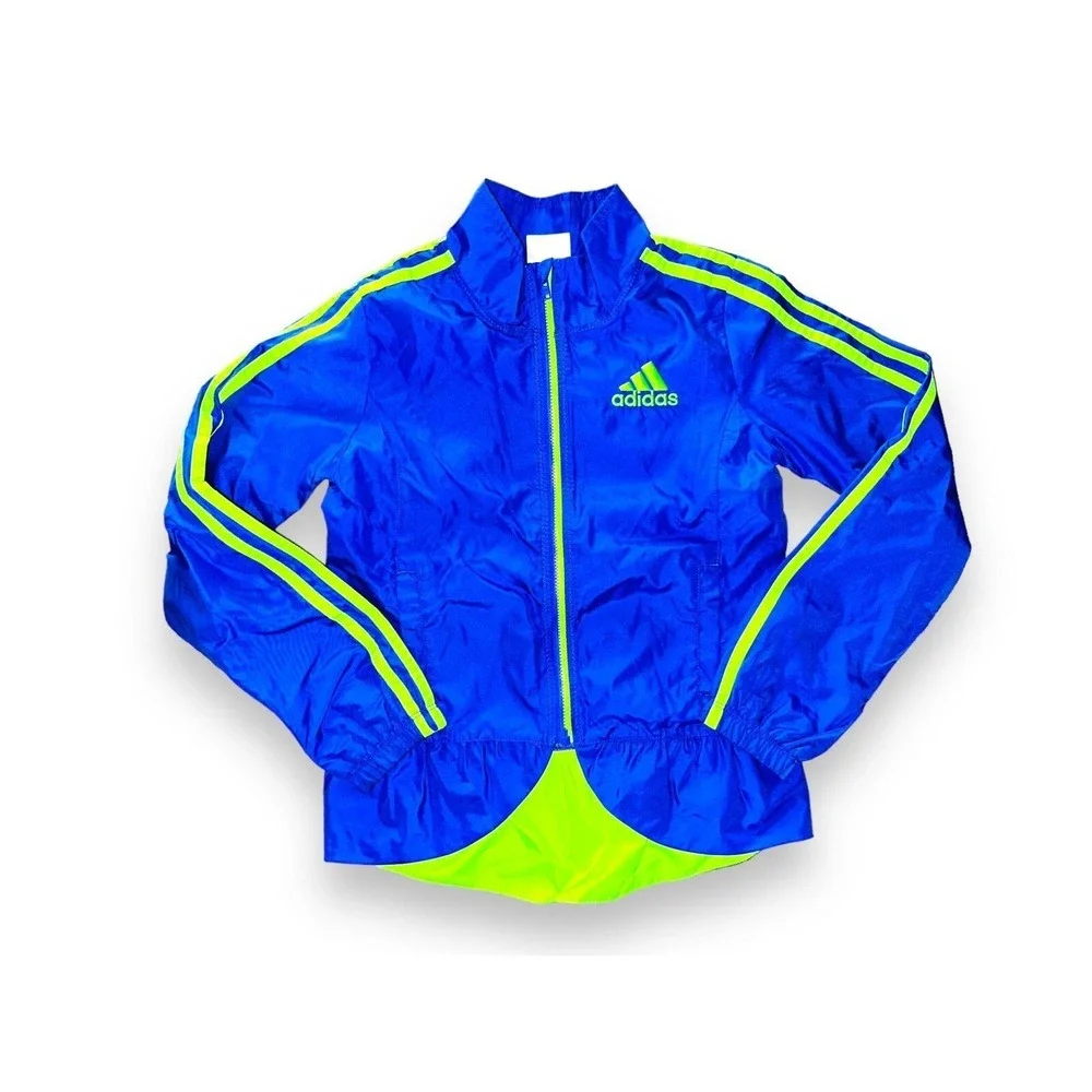 Adidas Jacket Girls Size 6 6X Purple Green Ruffle N6